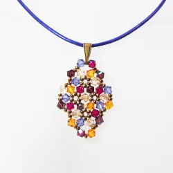 Pendant 45cm - Malvina Rhombus S-Purple Leather - Pendant 45cm - Laiton bronze